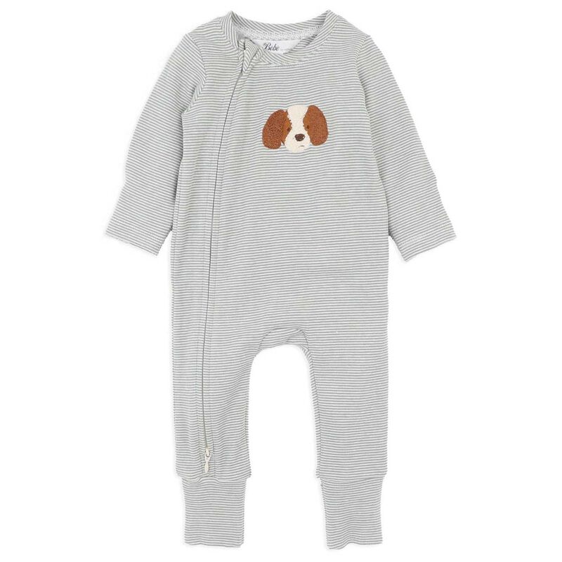 B&eacute;b&eacute; Otto Stripe Organic Ls Zipsuit image number 0